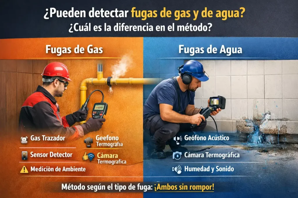 ¿Pueden detectar fugas de gas y de agua? ¿Cuál es la diferencia en el método?