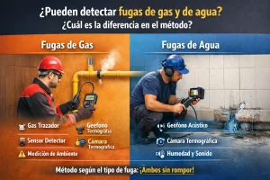 ¿Pueden detectar fugas de gas y de agua? ¿Cuál es la diferencia en el método?
